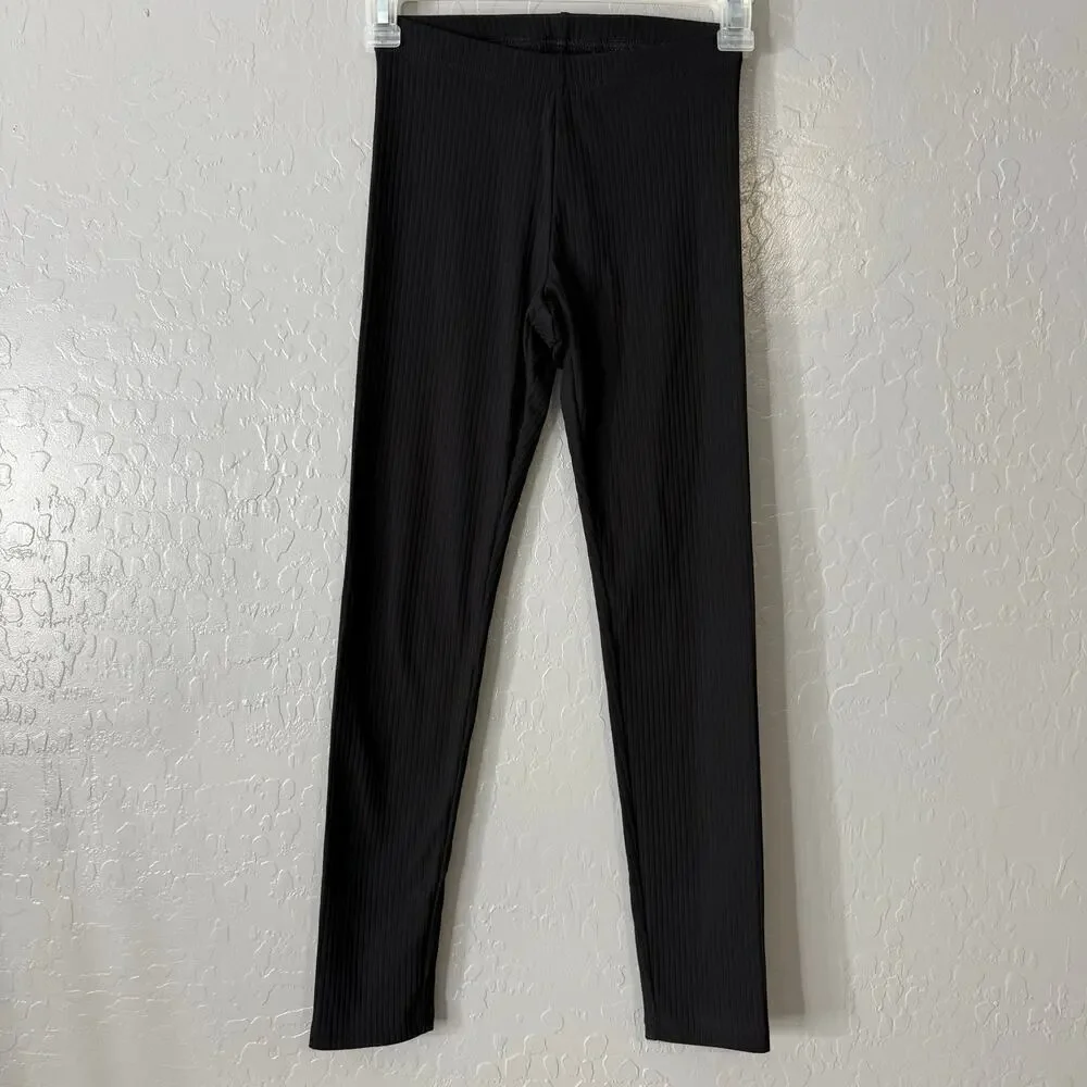 Old Navy Ribbed Knit Leggings for Girls, Black, L10/12